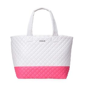 MZ Wallace Large Metro Quilted Nylon Tote Deluxe(Pink/White)